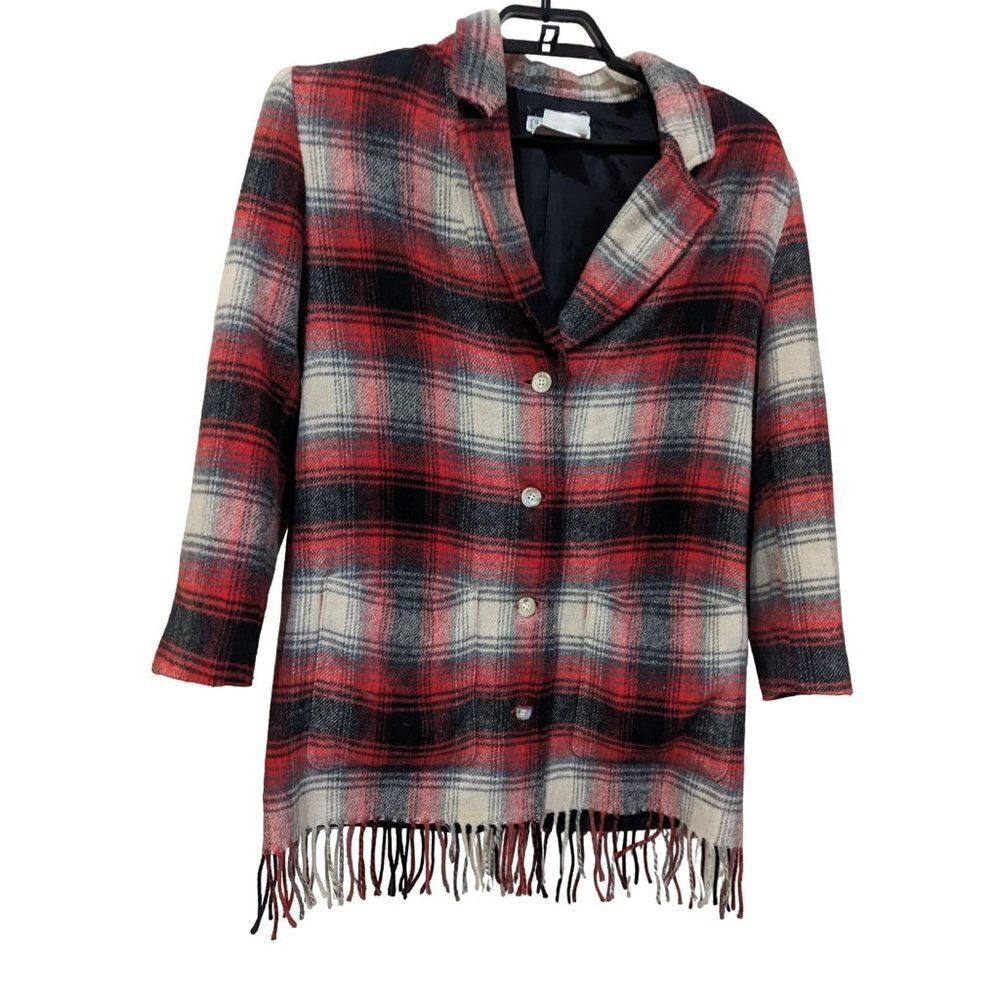 vintage seasons sportswear womens  size 8 jacket blazer  plaid fringe